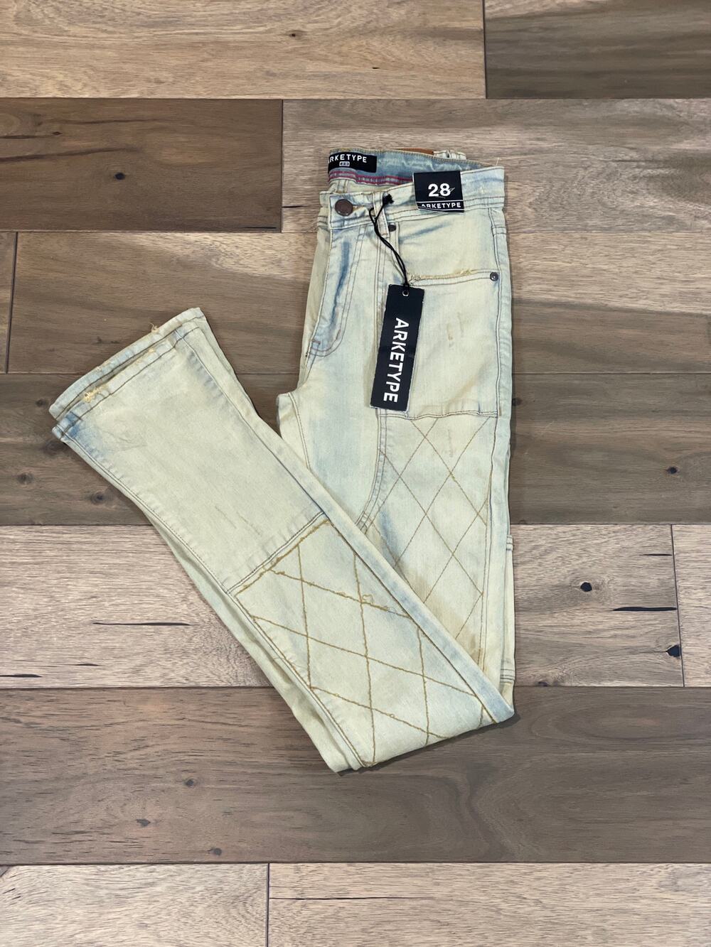 ArkeType Light Wash Rust‑Tint Bootcut Denim 80s Inspired NWT Size 28